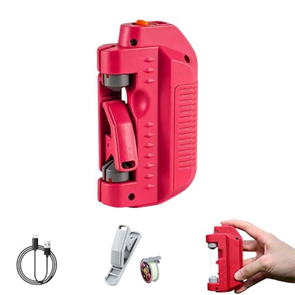 2026 Upgraded Electric Automatic Fishing Knot Tying Tool, USB Rechargeable GT/PR Knotter, Quick Fishing Hook Line Knot Tier, Portable Fishing Knot Machine Gift for Anglers - color: Red