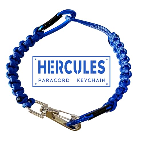 HERCULES Paracord Keychain Set – 2 Pack Lanyard Rope with Aluminum Clip, Durable Paracord Wrist Strap for Outdoor Activities, Royal Blue - style: Royal Blue