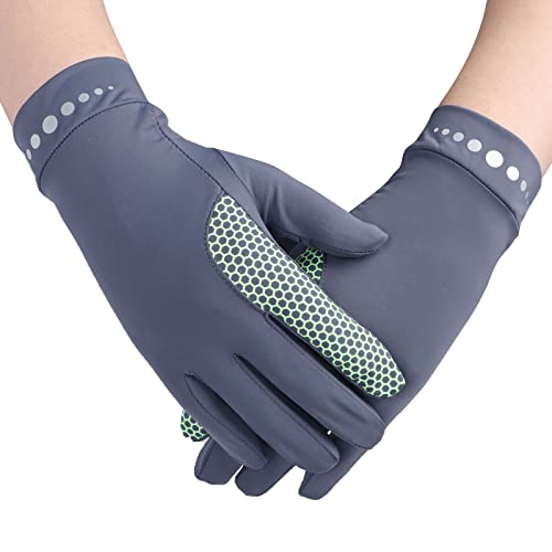 Mens Women Driving Gloves Summer UV Sun Protection Gloves Non-Slip Touchscreen Ice-Silk Sunblock Gloves for Cycling Riding - color: Standard Dark Grey