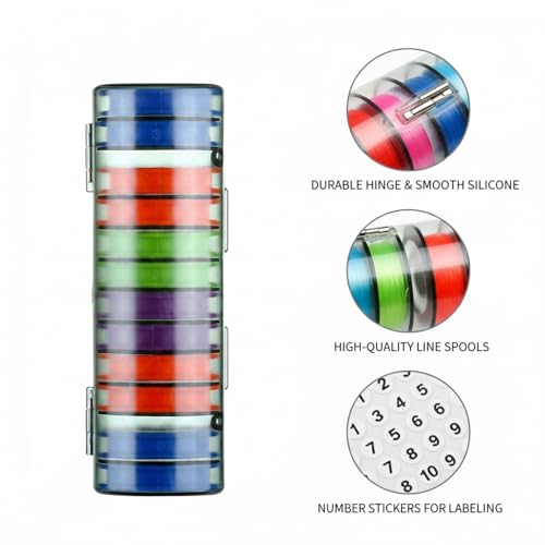 Silicone Fishing Line Spool Organizer Box with Number Stickers for Tackle Storage and Gear Organization - size: 10.24 x 2.44 x 6.93 in