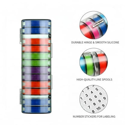 Silicone Fishing Line Spool Organizer Box with Number Stickers for Tackle Storage and Gear Organization - size: 10.24 x 2.44 x 6.93 in