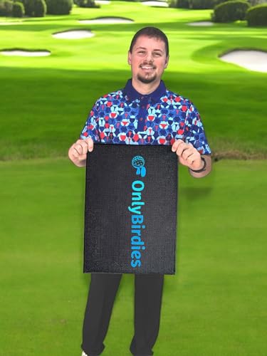 OnlyGolf Funny Microfiber Golf Towel – Large 14" x 20" Clip for Golf Bags Clubs Balls Perfect Golf Gag Gift Enthusiasts Waffle Men Premium Carabiner (Black OnlyBirdies) - color: Black Onlybirdies