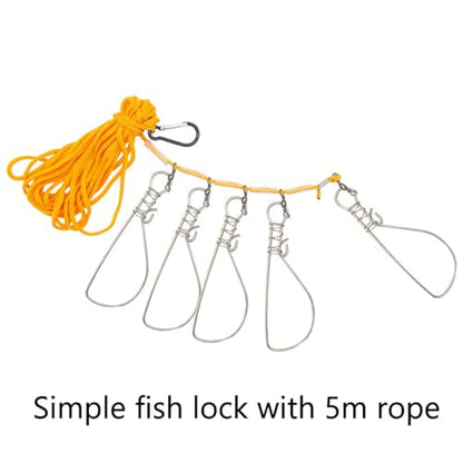 Tackle Live Fish Stainless Steel Stringer Clip Fishing Stringer Big Wire Rope Cable Fishing Holder Set Stainless Steel Clip