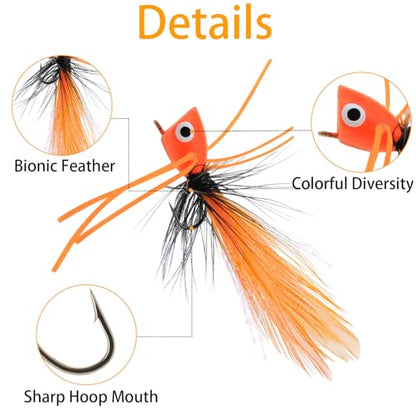 Fly Fishing Poppers Fly Fishing Dry Flies Topwater Fishing Lures Bass Popper Flies Bugs Lures Panfish Bait Fly Trout Bobber Flies Kit for Bass Trout Panfish Bluegill Salmon - color: A:15pcs Fly Fishing Poppers