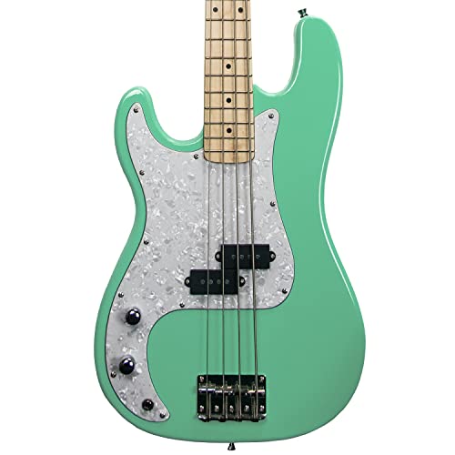 Sawtooth Left-Handed EP Series Electric Bass Guitar, Surf Green w/Pearl Pickguard - color: Surf Green, style: Left Hand