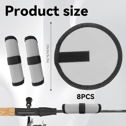 8 Pcs Fishing Lure Covers, 6" Lure Wrap Bait Gloves Fish Hook Storage Protectors Fishing Lure Wraps Rod Covers to Keep Fishermen Safe for Rod(Grey)