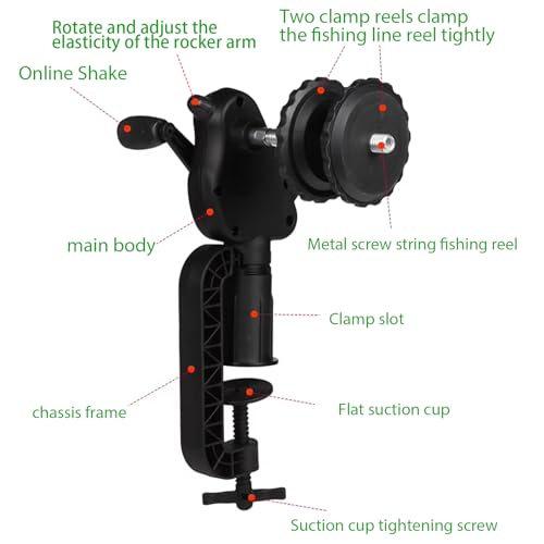 Black Pig-Shaped Fishing Line Winder Spooler, All-in-One Portable Fishing Reel Spooling Station for Spinning, Casting Reels, Clamp-on Rod or Desk Mount, Anti-Twist, Multi-Function, - size: RXQ-XN