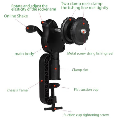 Black Pig-Shaped Fishing Line Winder Spooler, All-in-One Portable Fishing Reel Spooling Station for Spinning, Casting Reels, Clamp-on Rod or Desk Mount, Anti-Twist, Multi-Function, - size: RXQ-XN