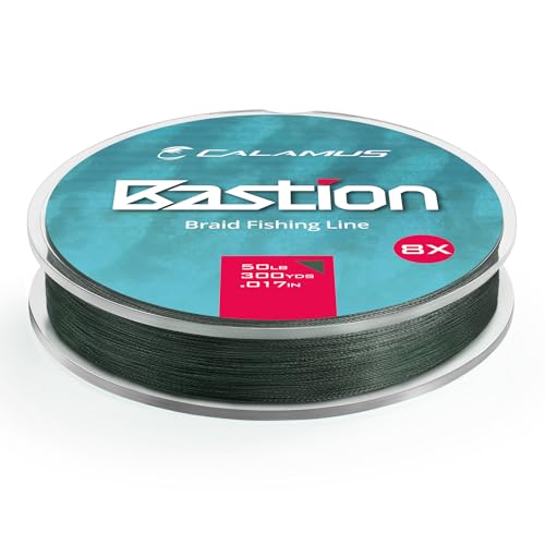 Calamus Bastion Braided Fishing Line -Abrasion Resisting Braided Lines – Thin Diameter Superline – Zero Stretch – 4 Strand MultiTuf Fiber Braid Line - color: X8-Moss Green, size: 30 LB - 600 Yds