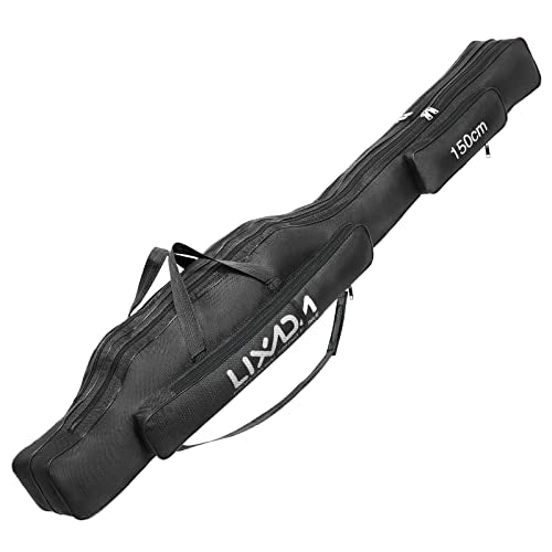 Lixada Fishing Rod Case, Portable Folding Fishing Rod Case Fishing Pole Reel Storage Bag Fishing Gears Organizer