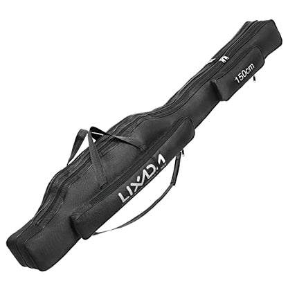 Lixada Fishing Rod Case, Portable Folding Fishing Rod Case Fishing Pole Reel Storage Bag Fishing Gears Organizer
