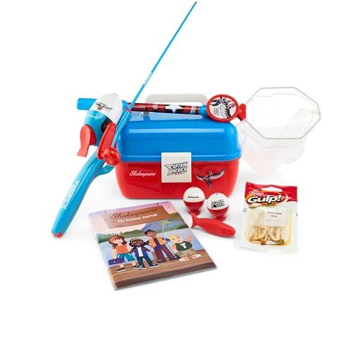 Shakespeare Youth Fishing Reel and Rod Combo - color: Marvel Captain America 7pc Kit