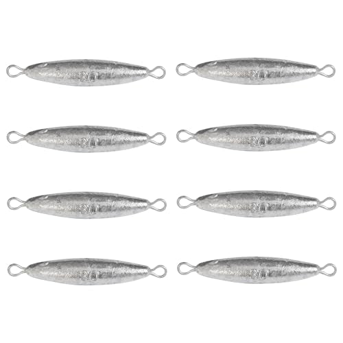 Through Wire Inline Torpedo Sinkers, Lead Double Ringed One Piece Wire Saltwater Fishing Torpedo Weights for Bottom Surf Fishing 1oz, 2oz, 3oz, 4oz, 5oz - size: 1 OZ, 8 PCs, style: A - Dual Ringed Torpedo