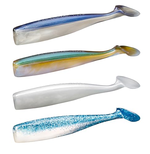 Lunker City Fishing Shaker 3.25" Swimbait Soft Plastic Bass Walleye Lure Saltwater Swimming Tail Action Pike Swim Bait, 7 Per Bag, Made in The USA - color: 170 Baby Blue Shad