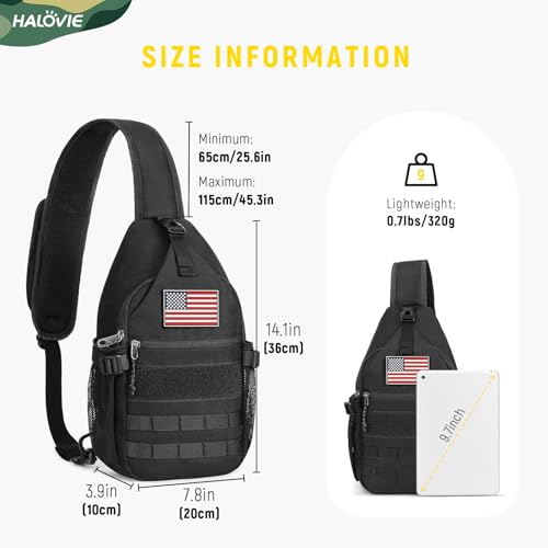 HALOVIE Anti-theft Sling Backpack RFID Crossbody Travel Daypack | Lightweight, Molle, Phone Pack, Hiking Trip Daily Use One Shoulder Bag, EDC Tactical Chest Side Pack Gift for Men - color: Black