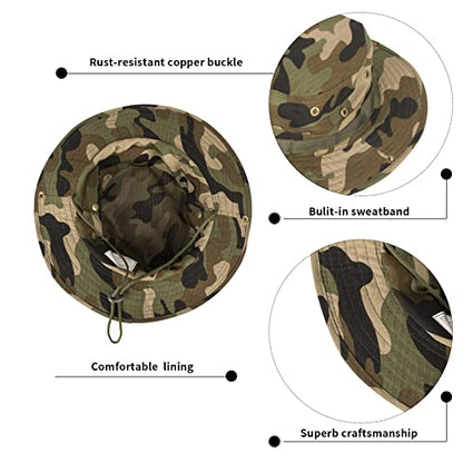Sun Hats for Men Women Bucket Hat UPF 50+ Boonie Hat Foldable UV Protection Hiking Beach Fishing Summer Safari - color: 1pack-jungle Camo