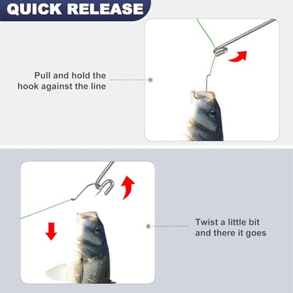 Booms Fishing Hook Remover Tool: 10.9" Stainless Steel Fish Dehooker - Shark Hook Remover with Towel & Lanyard - Quick Release Hooks Extractor - XW22 Saltwater Fishing Tool Set for Angler