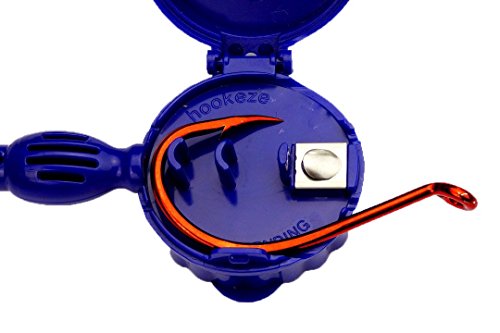 HOOK-EZE Fishing Knot Tying Tool - Large Model - Blue, 8 Essential Fishing Knots, Fly Fishing Zinger Retractor