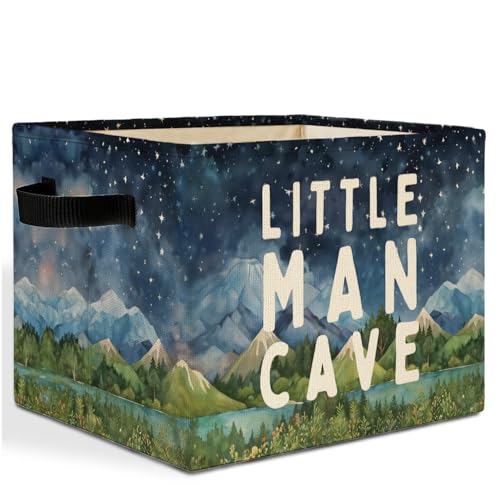 Boy Nursery Storage Bins Box with Handles, Boys Room Bedroom Decor, Little Man Cave Laundry Basket Hamper Collapsible Clothes Toys Organizer for Kids Room Nursery Playroom Bathroom - color: Boy Nursery