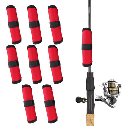 8 Pcs Fishing Lure Covers, 6" Lure Wrap Bait Gloves Fish Hook Storage Protectors Fishing Lure Wraps Rod Covers to Keep Fishermen Safe for Rod(Red)