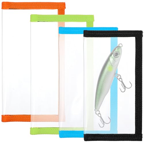 4 Pack Fishing Lure Wraps Clear Fishing Bait Wraps Lure Covers Wrap Hook Protector PVC Binder Protects Organizes Lures Secure Protectors Holder Storage in 2 Sizes for Various Lures