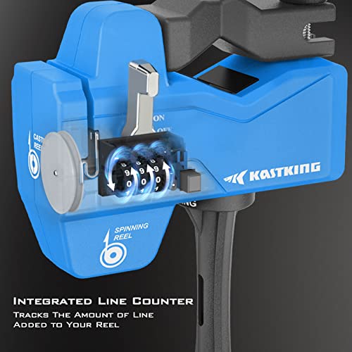 KastKing Kalibrate Fishing Line Spooler & 5’’ Braid Scissors - W/Line Counter, Patented Accessories, Portable, Compact, for Spinning & Casting Reels - No Line Twist, Fishing Gears Gifts for Men - style: Patented Line Spooler & Scissor - Blue