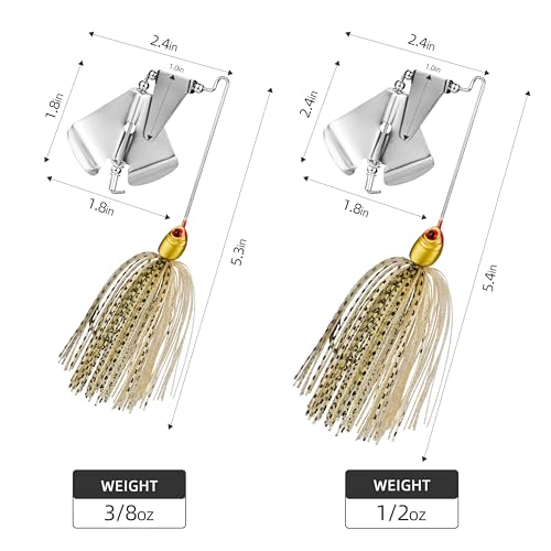 Double Prop Buzzbaits - Fishing Lures Buzzbait Spinnerbait Jigs Lure for Bass, Pike & More - Lifelike Action with Double Propeller Design, Ideal for Men Anglers, 5pcs - size: 3/8oz