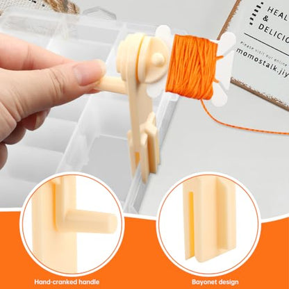 Embroidery Floss Organizer – Cross Stitch Thread Storage Box with 24 Removable Compartments, 40 Hard Plastic Floss Bobbins & Stickers
