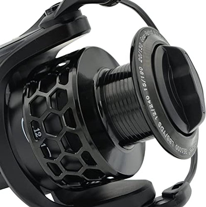 Fishdrops Spinning Fishing Reels 12+1BB Ultra Lightweight Carved Aluminum Spool Reels Affordable Smooth Spinning Reels - size: Size4000