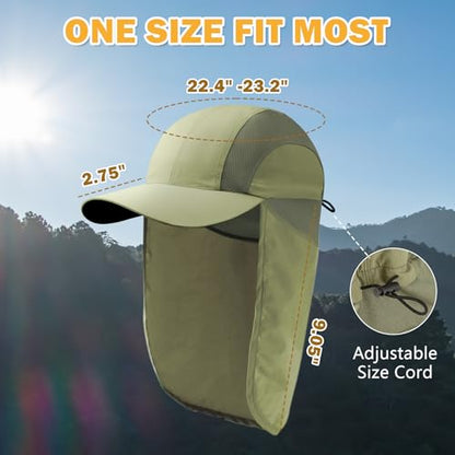 Mens Sun Hat with Breathable Mesh Sun Hats for Men Sun Protection Fishing Hat with Neck Flap for Hiking Cycling - color: Green