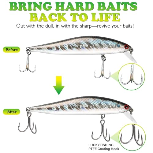 LUCKYFISHING Treble Hooks 50PCS PTFE Coating Treble Fishing Hooks for Saltwater Freshwater Size #2#4#6#8#10 - color: Hook Size #8-50PCS