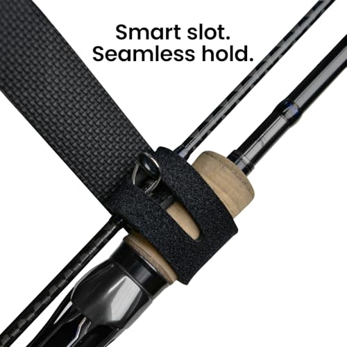 KANAMA Premium Cowhide Leather Fishing Rod Straps, 4 Pcs Hook & Loop Rod Wraps, Rod Belts & Tackle Ties, Stretchy Elastic Rod Ties, Fits Casting, Spinning & Fly Rods