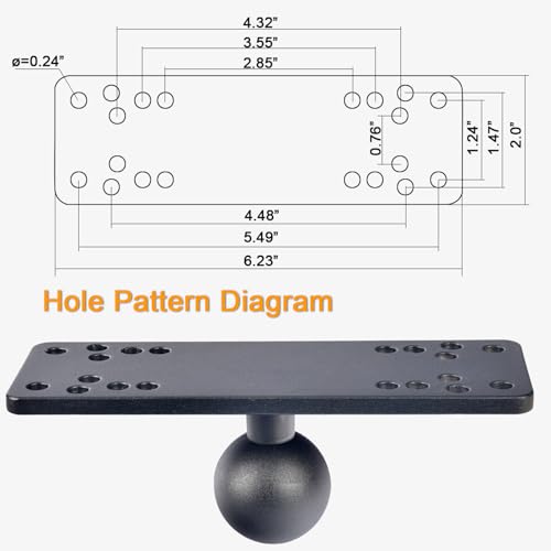 Aluminum Fish Finder Mount with 1.5'' Ball, 14.76'' Dual Rod Extended Arm for Longer Lengths, Marine Electronic Mount for Garmin, Lowrance, Raymarine,Compatible with RAM C-Size Kit