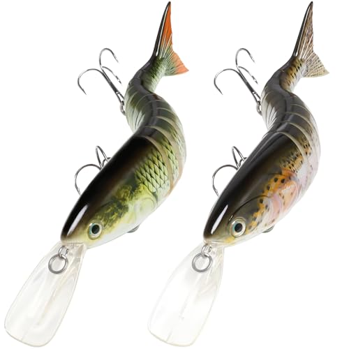 GOTOUR Jointed Swimbaits, Easy Catch Fishing Lures for Bass Trout Crappie | Wiggling Vibrating Rattling Gurgling for More Bites, Heavy-Duty Dyneema Fiber, Slow Sinking, Fresh & Saltwater Fishing Baits - color: D1-9.5"-5.6oz