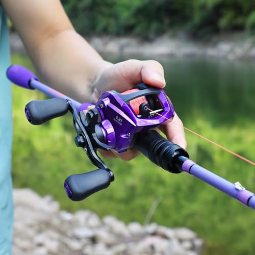 Sougayilang Baitcaster Combo –IM6 Graphite M/MH 2-Piece Rod, Stainless Steel Guides with Ceramic Rings,6.3:1 Gear Ratio High Speed Reel for Bass,Walleye, Catfish, Panfish Fishin - size: Left hand-7'0''-Medium Heavy