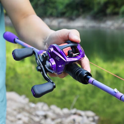Sougayilang Baitcaster Combo –IM6 Graphite M/MH 2-Piece Rod, Stainless Steel Guides with Ceramic Rings,6.3:1 Gear Ratio High Speed Reel for Bass,Walleye, Catfish, Panfish Fishin - size: Left hand-7'0''-Medium Heavy