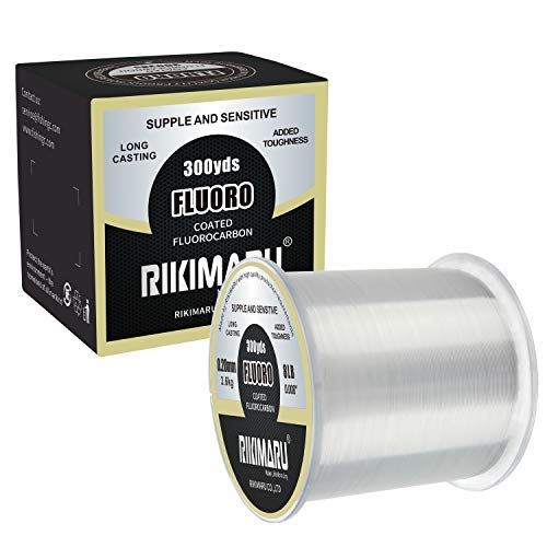 RIKIMARU Fluoro Fishing Line, 100% Soft Fluorocarbon Coated Fishing Line - size: 30 lb/0.47 mm/300 yds