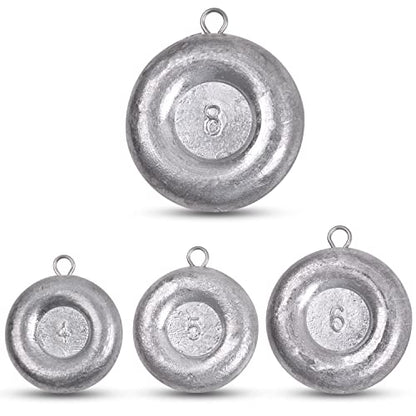 Disc Sinkers Fishing Weights, Coin Sinkers Weights Saltwater Surf Fishing Weights Catfishing Gear Tackle 8oz 6oz 5oz 4oz 3oz 2oz 1oz - style: 4pcs Mix Kit(4+5+6+8oz)