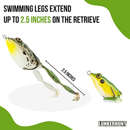 LUNKERHUNT Frog Lure for Bass Fishing | Pocket Frog Fishing Lure 1.75 Inch | Topwater Fishing Lures, Soft Hollow Body, Weedless Hooks for Trout, Pike in Saltwater and Fresh Water - style: Bull