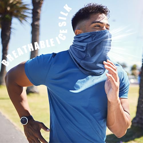Geyoga 3 Pcs Cooling Neck Gaiter for Men Women Breathable Mesh UV Protection Summer Neck Cover with Mesh Hole Strap Neck Wrap - color: Black, Gray, White