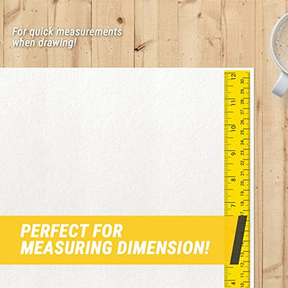 12 inch / 30-Centimeter Repeatable Stick-On Measuring Tape (12-inch, Yellow - 300 ft) Both Metric and Standard Units - Peel-and-Stick Ruler Tape for Left-to-Right Reading (inch/mm) - color: Yellow & Black