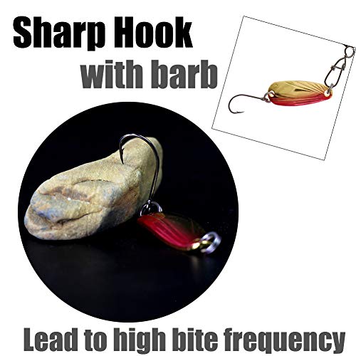 Fishing Spoon Lure Set Metal Baits for Trout, Char and Perch Fishing with Tackle Box (Pack of 12)
