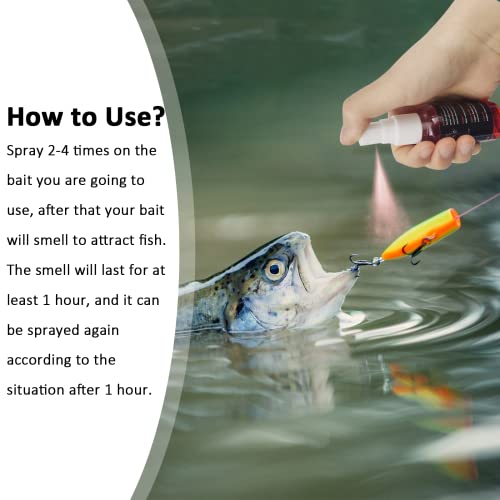 EUPHENG Fish Attractant Spray, for Fishing Bait or Lure, Ultimate Year-Round Effective, Add Active Amino Acids to Enhance Smell and Attract Bites, Suitable for Multi Fish and Fishing Styles - color: Red Power 2oz(2pcs)