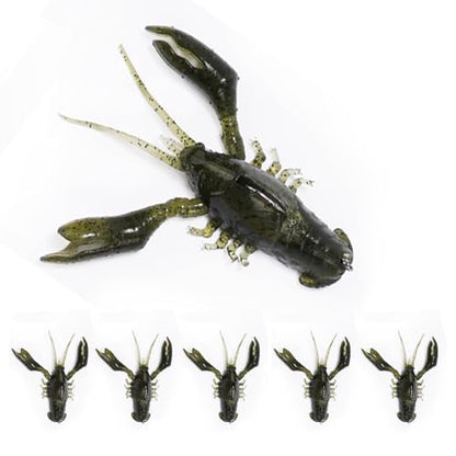 FONMANG 5-Pieces Crawfish Bass Lures, Soft Plastic Bait with Durable TPE, Lifelike Shrimp Crayfish Swim Bait for Freshwater and Saltwater, Weedless Fishing Lures 3" 5/8oz - color: Pumpkin Green