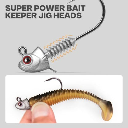 Swimbait Jig Heads with Stacked Cone Keeper, Minnow Style Eye Fishing Jighead 3/16 1/4 3/8 1/2oz (15 PCs) - color: White, size: 3/8oz - 4/0 - 15 pack