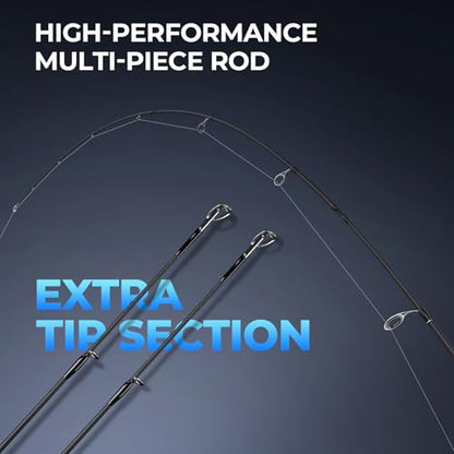 KastKing Spartacus Passage Travel Fishing Rods, Portable 4-Piece Spinning & Casting Rods, Extra Twin-Tip, IM7 Graphite Blanks, Stainless Steel Guides with Zirconium Oxide Rings, EVA Handle - size: 6'0"-M-Moderate Fast(4 Pcs+ Extra Tip), style: Spinning