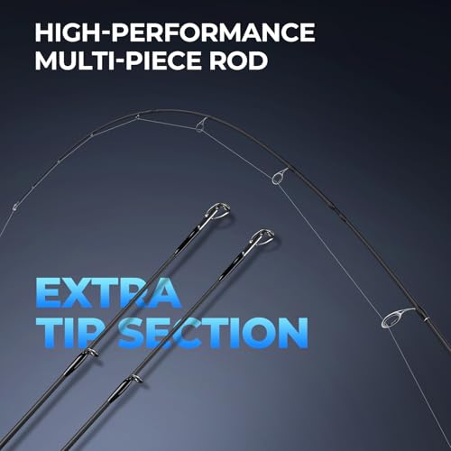 KastKing Spartacus Passage Travel Fishing Rods, Portable 4-Piece Spinning & Casting Rods, Extra Twin-Tip, IM7 Graphite Blanks, Stainless Steel Guides with Zirconium Oxide Rings, EVA Handle - size: 8'6"-H-Fast(4 Pcs+ Extra Tip), style: Spinning