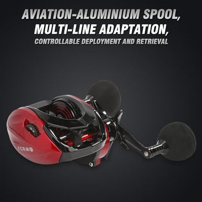Baitcaster Reels 6.4:1 High-Speed Gear Ratio 33LB Max Drag 8+1 Bearings | Baitcasting Fishing Reel Lightweight Saltwater & Freshwater Fishing Reel for Bass and Pike - color: Red-Right