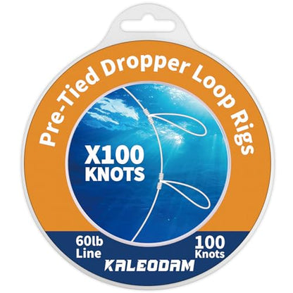 20lb-70lb 100knots Pre-Tied Dropper Loop Fishing Rig, 18" Spacing, 5.5" Loop Size, Ideal for Saltwater & Freshwater Fishing - size: 60LB-100knots