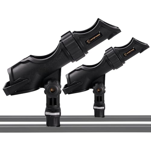 HITORHIKE Fishing Rod Holder Universal Fit Kit Allows for 360-degree Adjustment Kayak Fishing Boat Powerlock Rod Holder - style: Fishing Rod Holder X2+track Mount X2